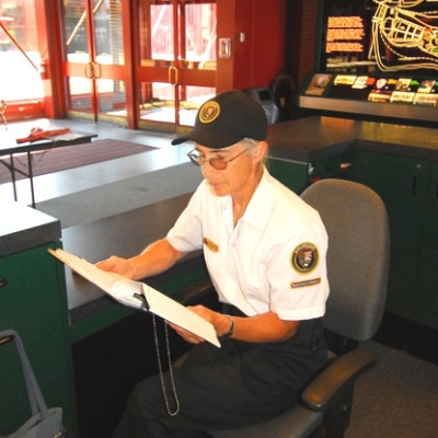 Visitor Services VIP Julie Wademan staffs the Steamtown Visitor Center