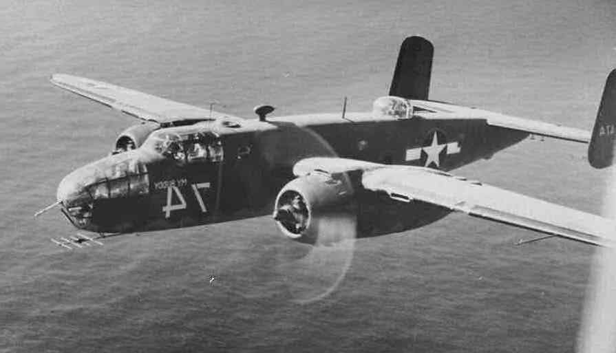 B-25 in flight southeast of Attu