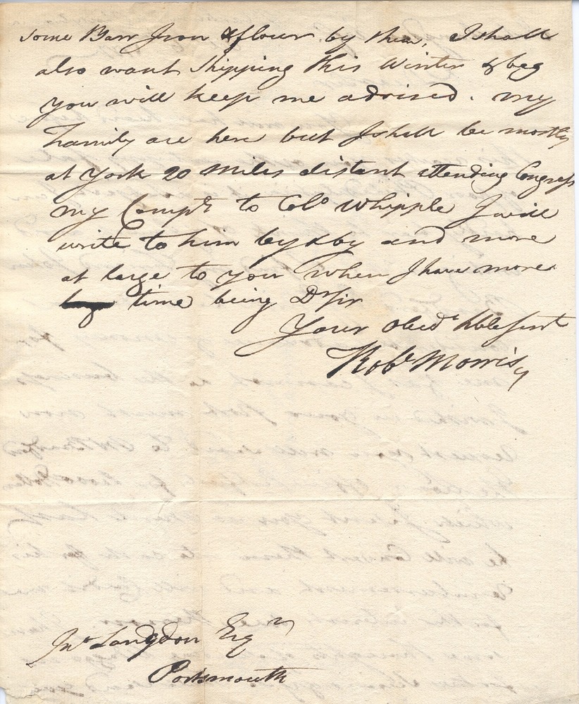 Honorable Robert Morris to John Langdon reporting Business news.