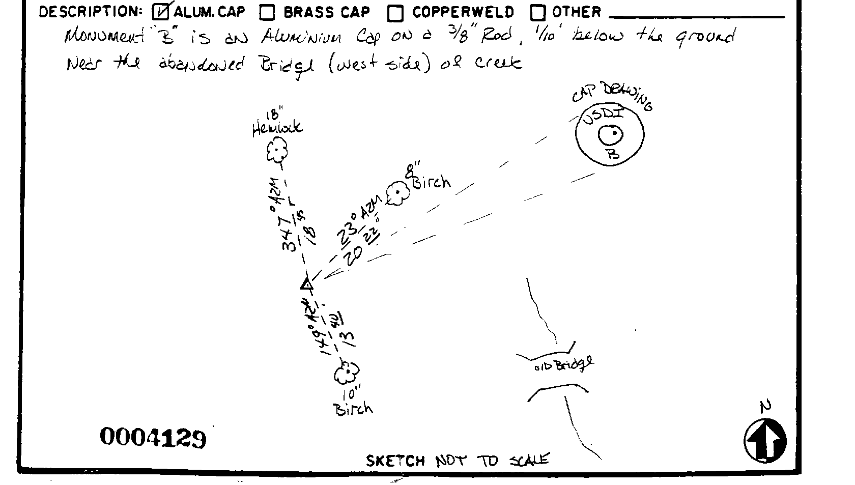 00004129 Monumentation Sketch of B in Delaware Water Gap National Recreation Area, 1993