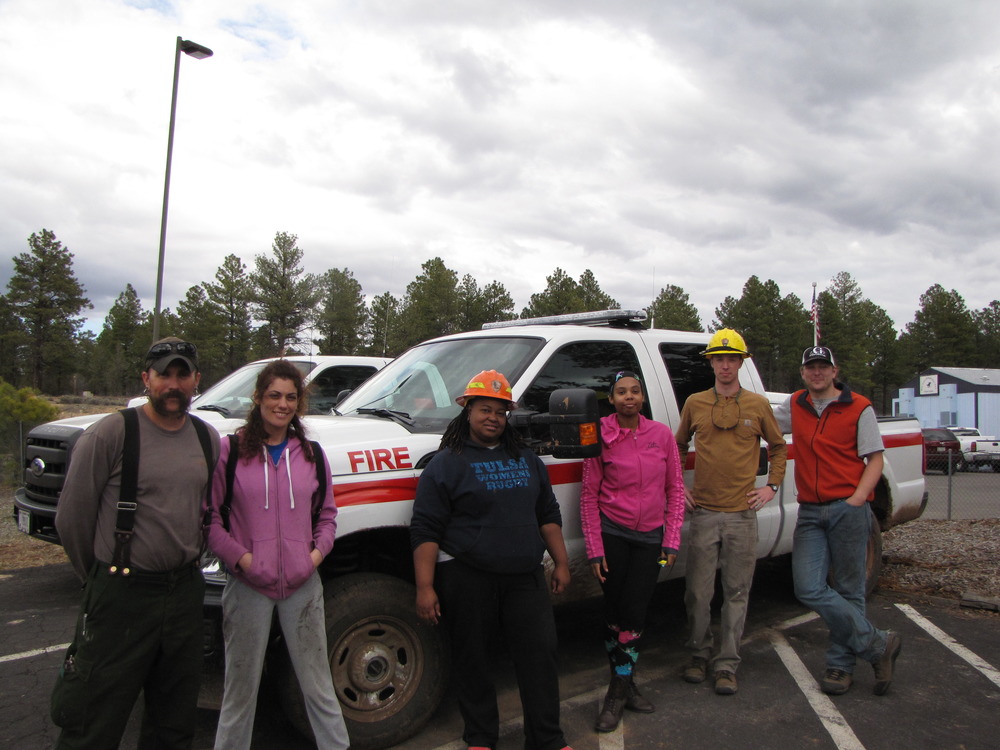 Students with wildland fire truck
