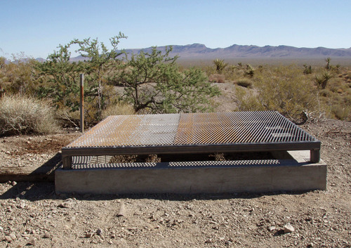 Metal bat cupola grate over mine opening