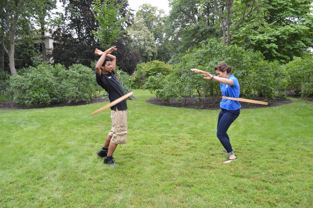 The 19th century law game, the hoop, being repurpose into two hula hoops.