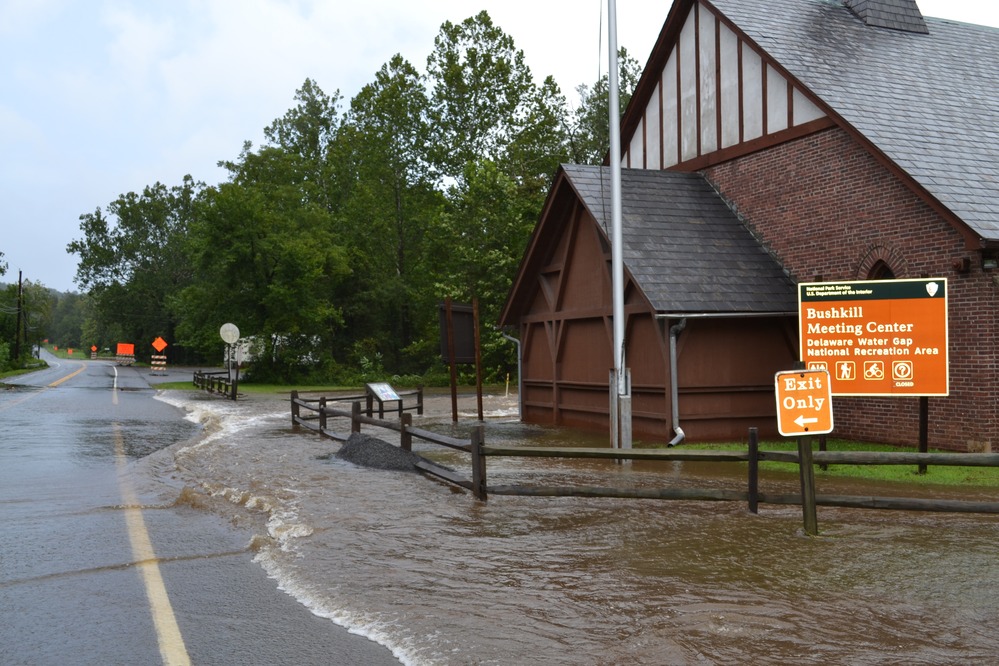 The Bushkill spilled over Rt 209 into Bushkill Meeting Ctr.