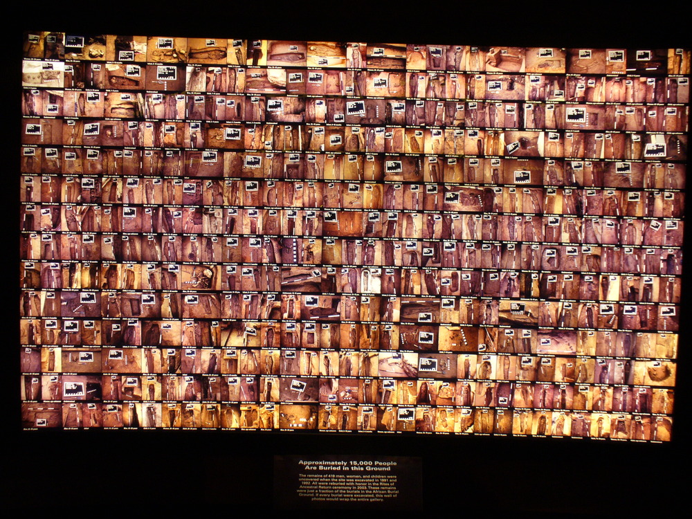 A wall of images showing all the graves found on the grounds