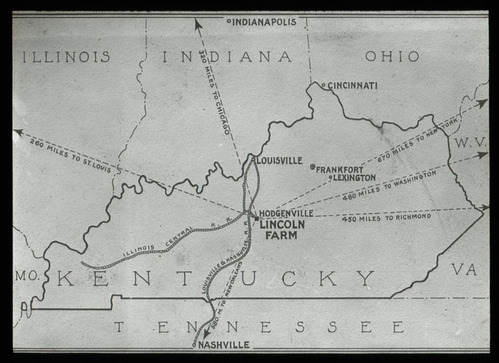 Distances from the Abraham Lincoln Birthplace to various destinations