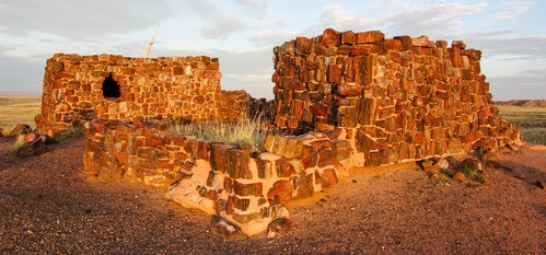 Agate House is a small pueblo built from chunks of petrified wood over 900 years ago