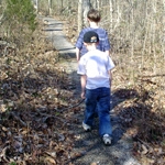 Children enjoying hike on the nature trail at Russell Cave