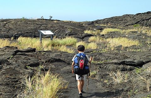 Zane starts his hike to Apua from the trailhead at Pu`uloa