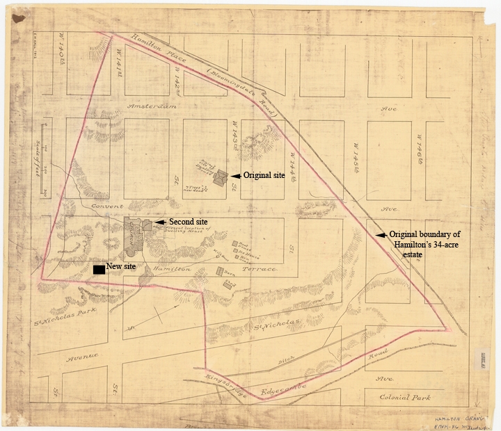 Map showing the 3 locations of Hamilton Grange
