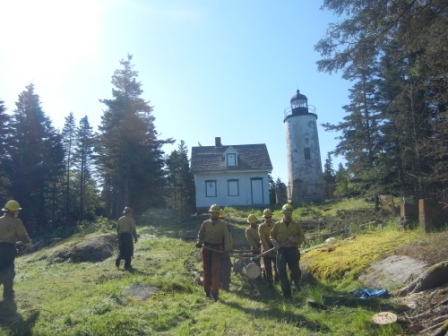 2012 CACO Summer Crew conducts fuel reduction project at Baker Island in Maine.