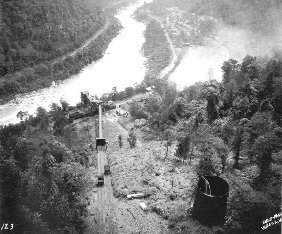 historic photo of haulage with mining buildings