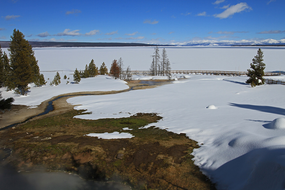 View of Yellowstone Lake from Bluebell Pool in West Thumb Geyser Basin
