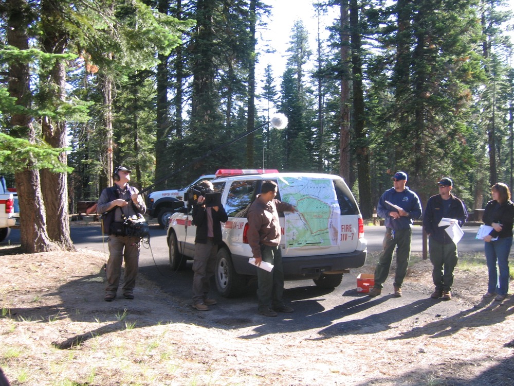 MSNBC film crew at the morning briefing of the Crescent Prescribed Fire