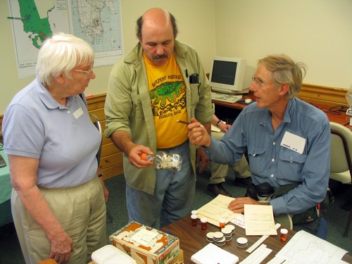 Blitz participants turned in their specimens, which were recorded and labeled.