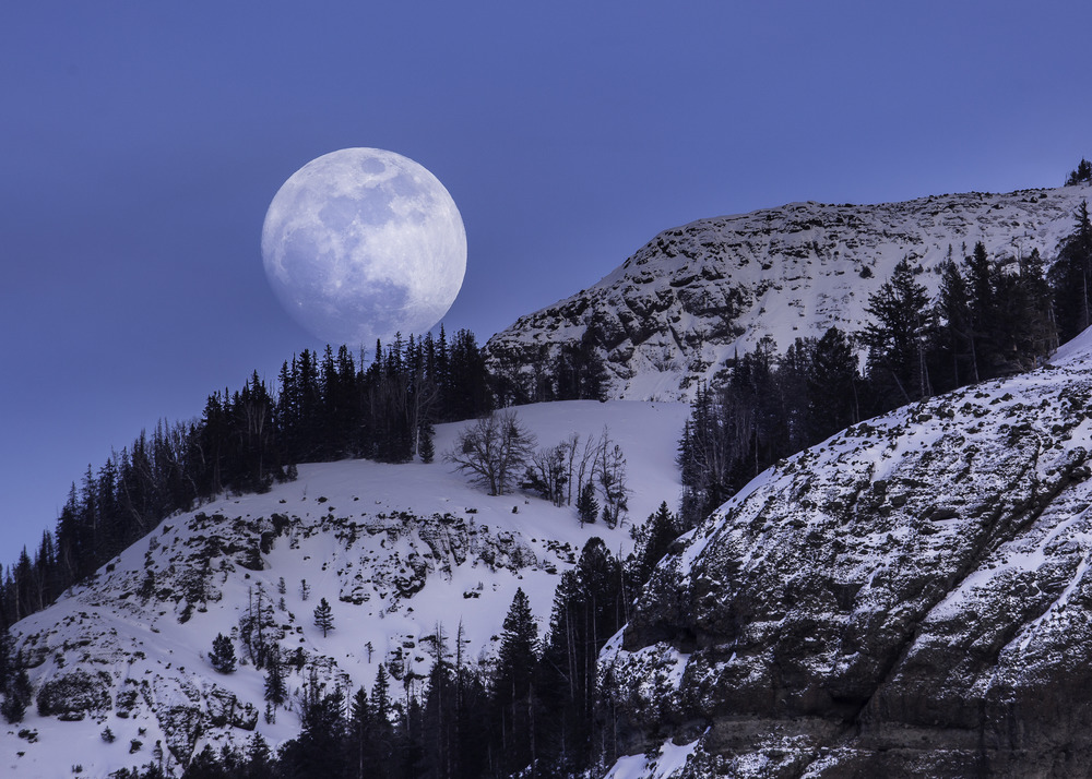 Waxing moon seen from Lamar Valley