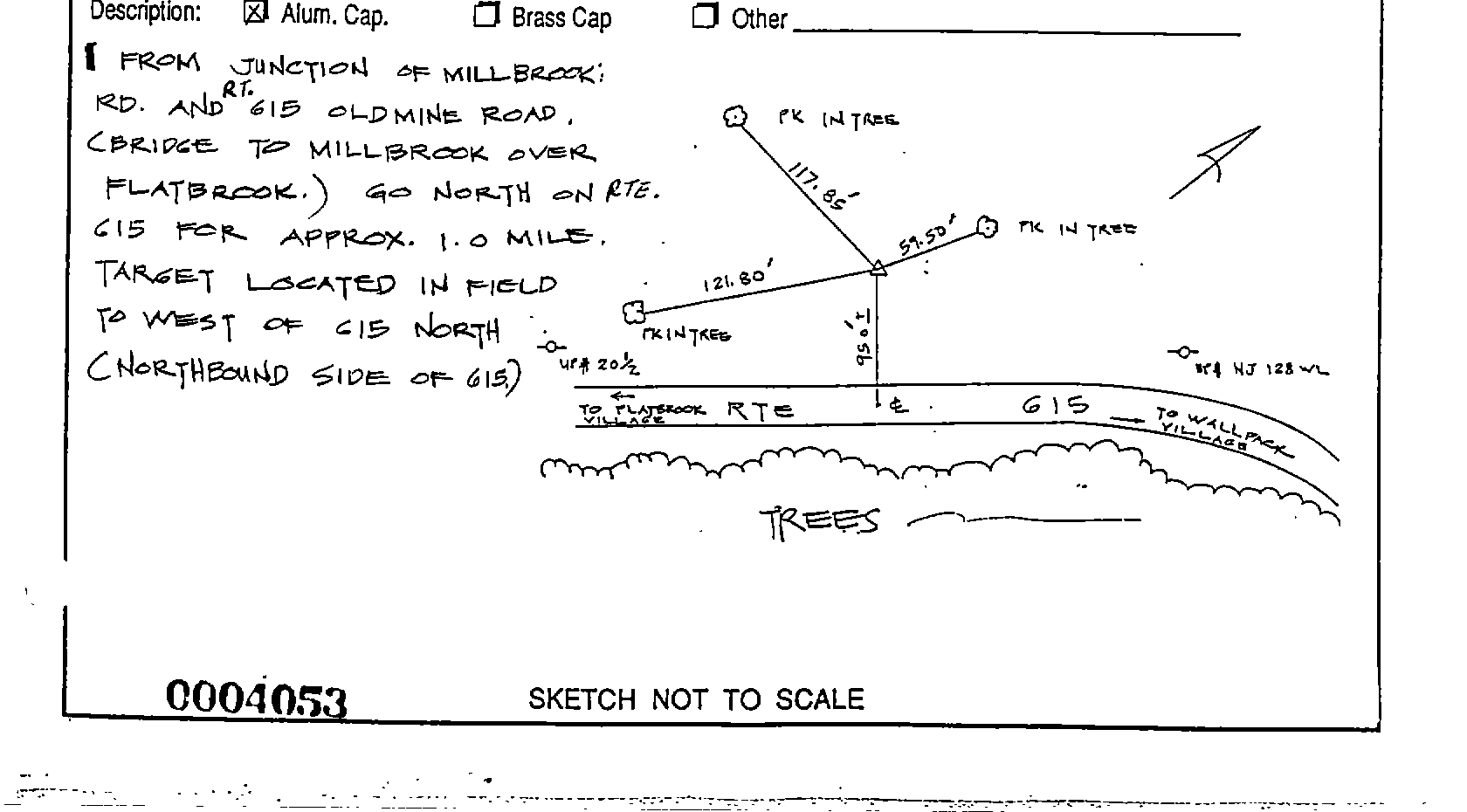 00004053 Monumentation Sketch of NPS 19 in Delaware Water Gap National Recreation Area, 1991