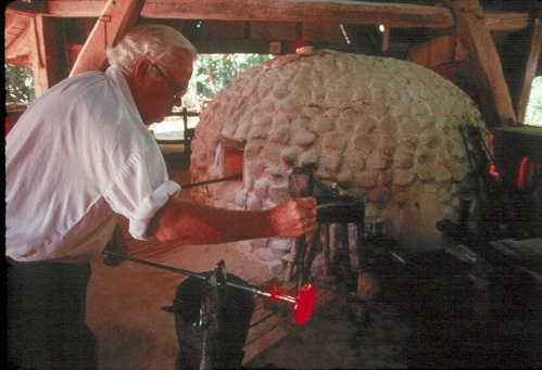 At the Historic Jamestowne Glasshouse, costumed craftsmen demonstrate the same glassblowing and production techniques used by their 17th-century Jamestown counterparts.