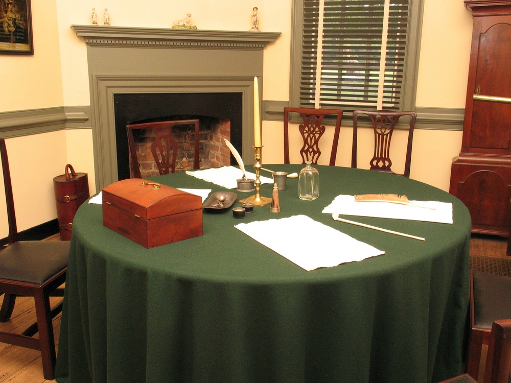 Officers from the American, French and British armies met in this room on October 18, 1781 and decided the fate of the British army at the end of the Siege of Yorktown.