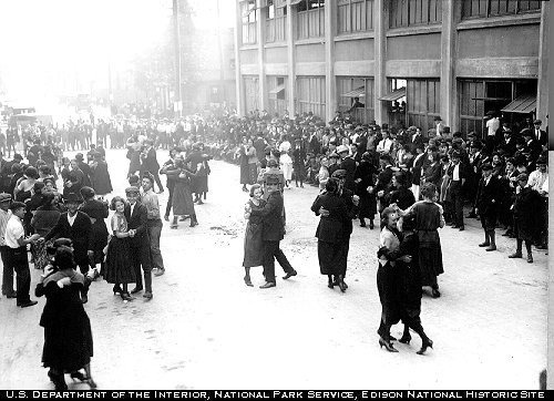 Edison employees dancing on Lakeside Avenue, West Orange, NJ. 10.119/1