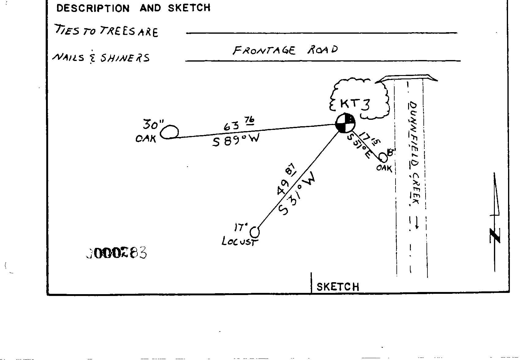 00000283 Monumentation Sketch of KT 3 1983 in Delaware Water Gap National Recreation Area, 1983