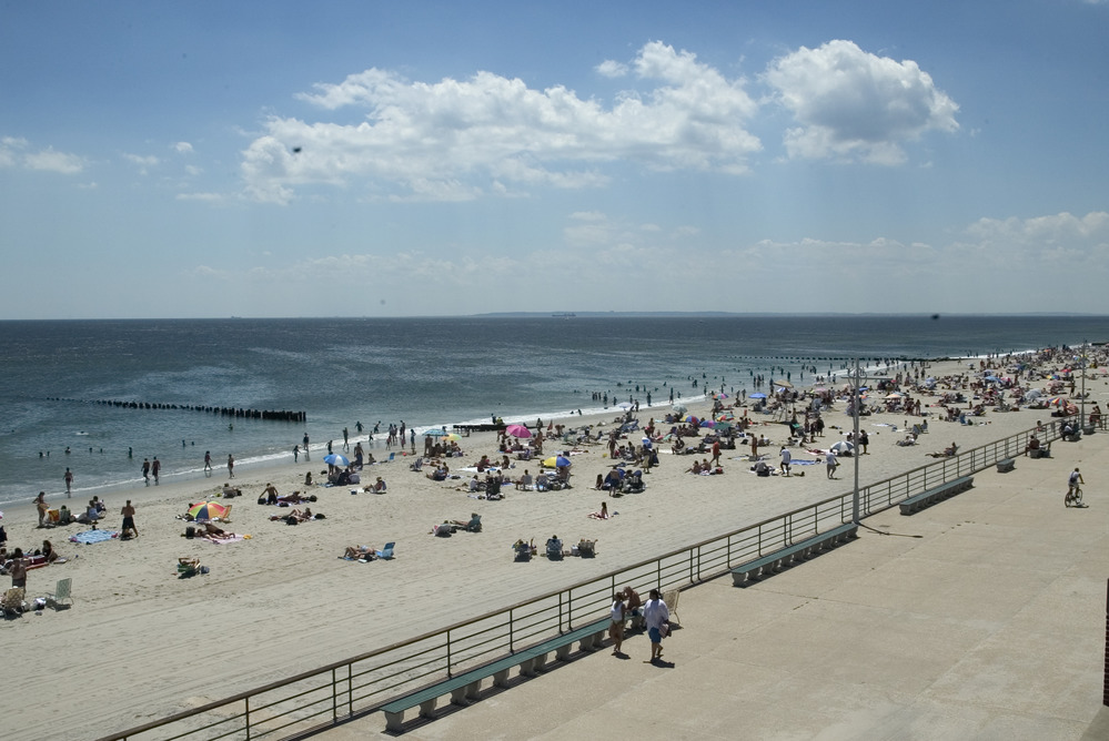 Beachgoers at Jacob Riis Park, Brooklyn