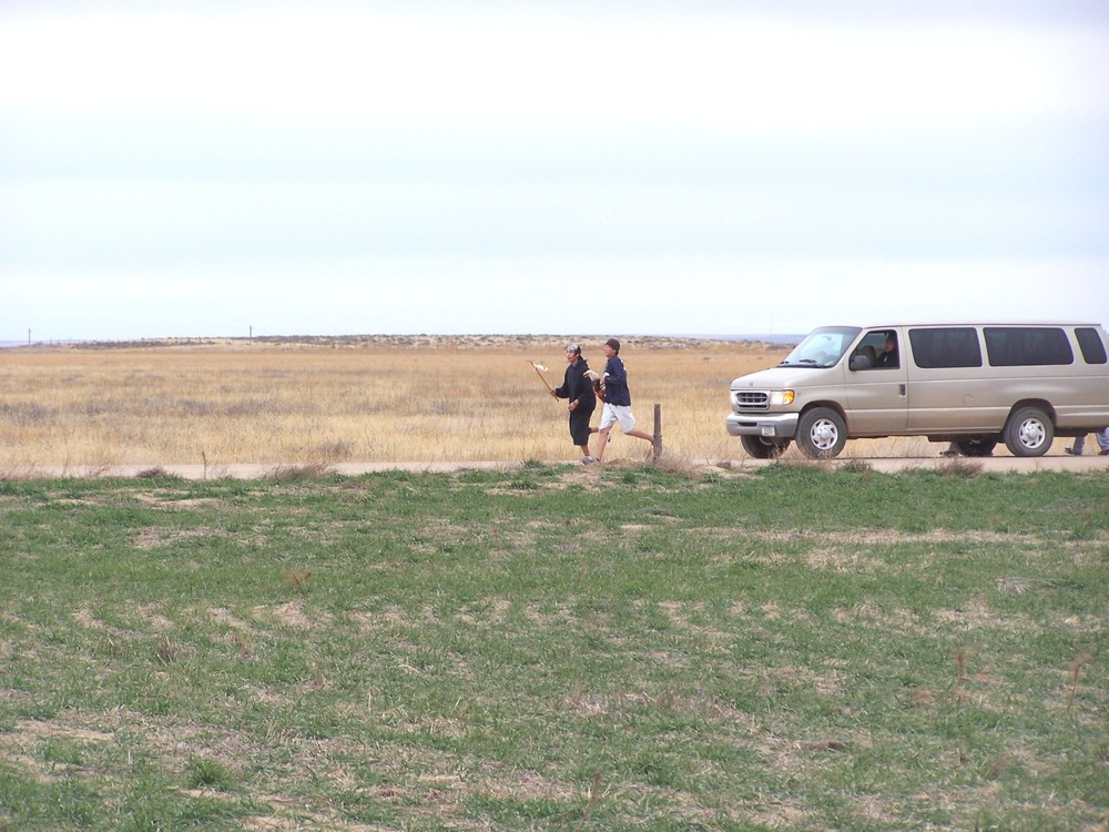 Runners nearing Eads, about 15 miles west of Sand Creek Massacre NHS