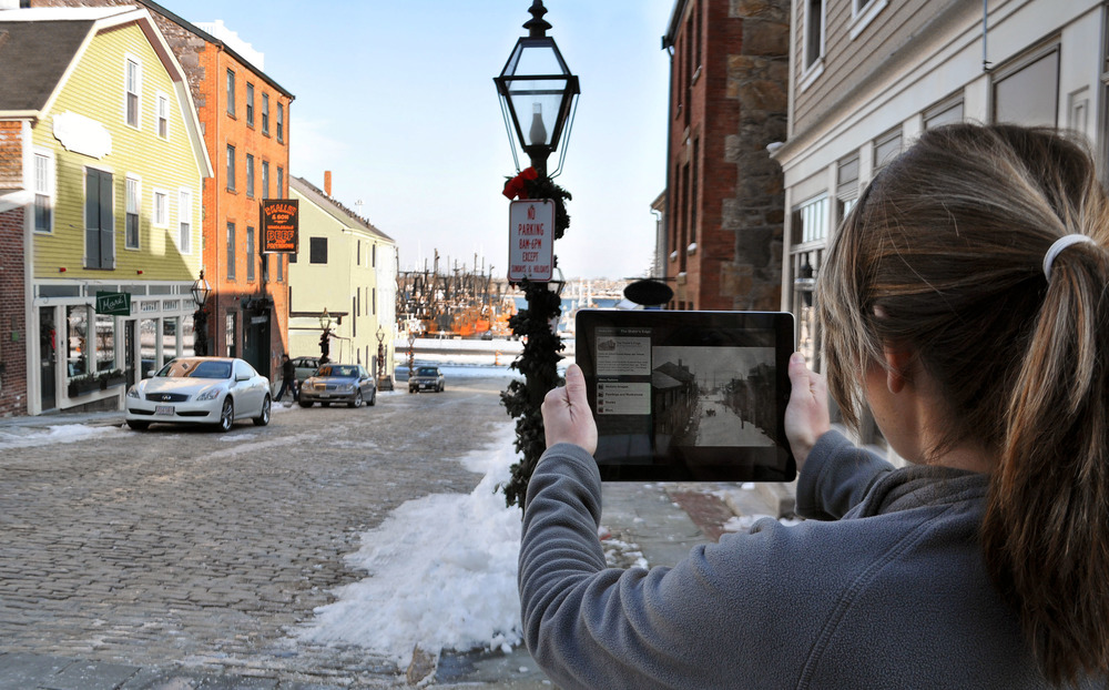 Park visitor using New Bedford Shoreside Industries app