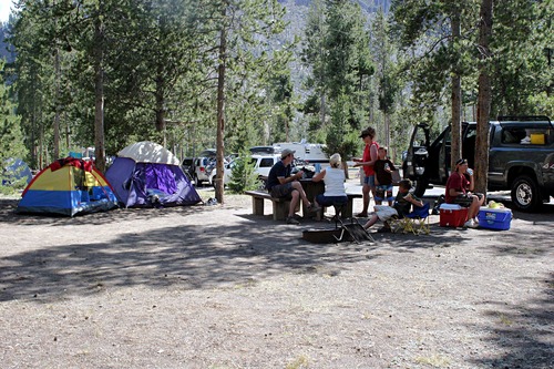 Tents and visitors at the Madison Campground