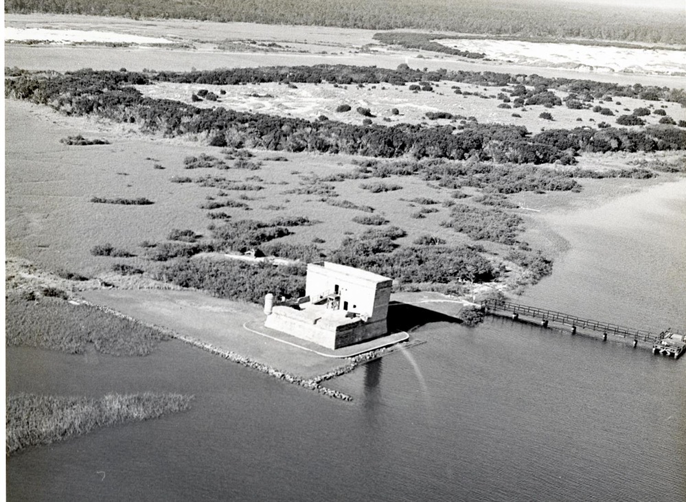 Aerial view of Fort Matanzas in the 1970s