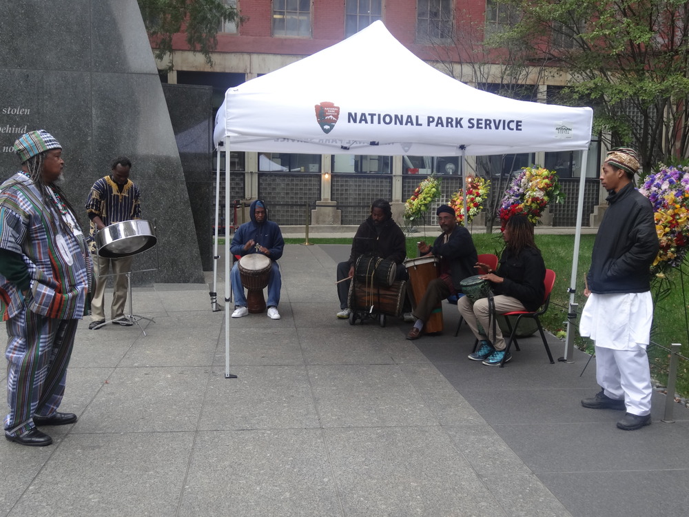 Drummers performing at the memorial