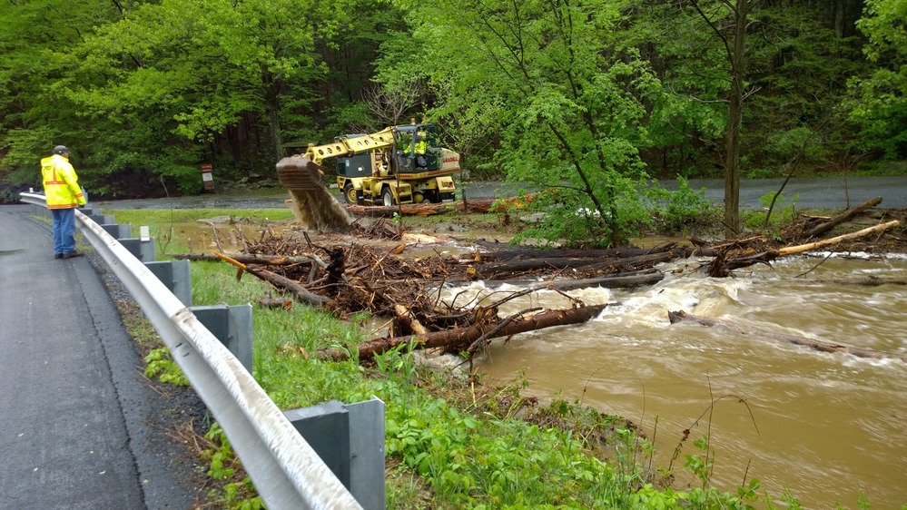 Big Hunting Creek where Cat Rock trailhead parking lot joins Route 77 on 5/16/14