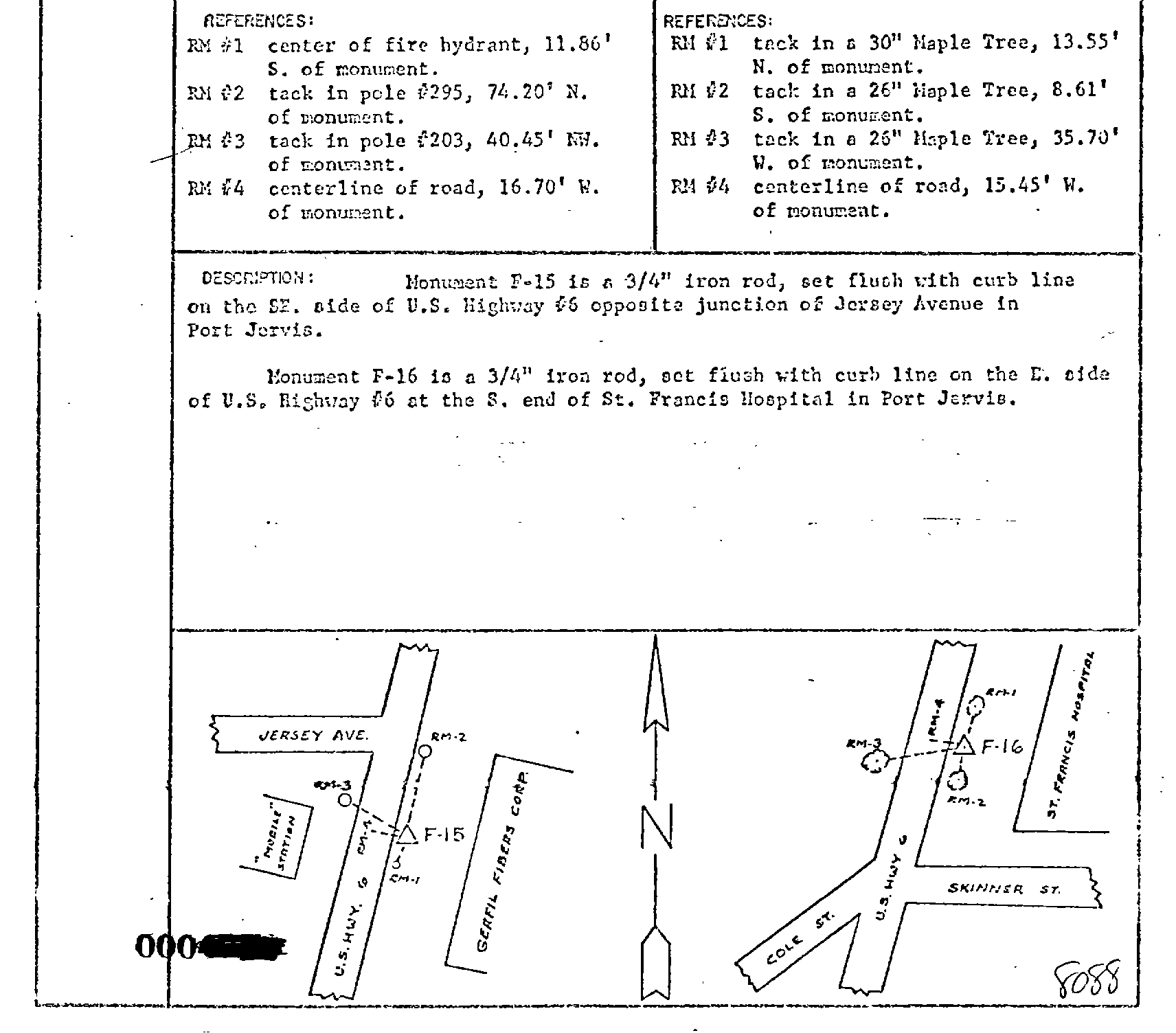 Monumentation Sketch of F-16 in Delaware Water Gap National Recreation Area, 1964. Sketch map of survey monument and immediate area.