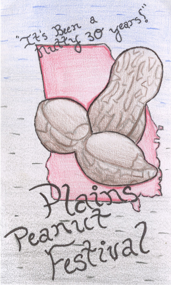 A student designed postcard following the theme of "It's been a nutty 30 years".