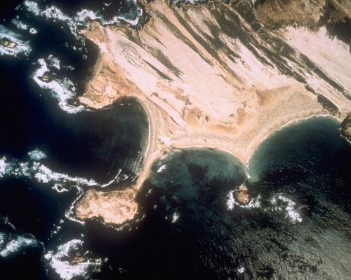 aerial photo of white sand point