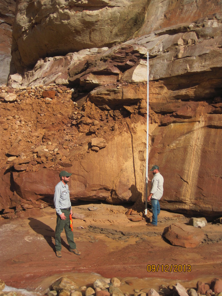Damage to the trail at Rainbow Bridge from heavy rains.