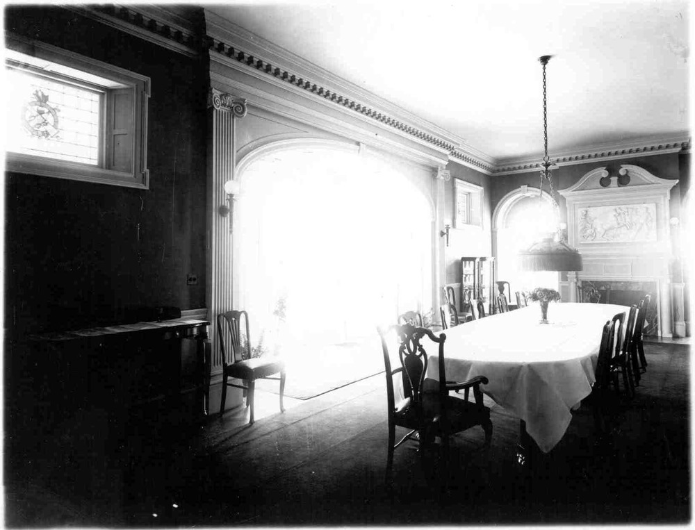 Interior view of dining room of Officers' Quarters, c 1910.