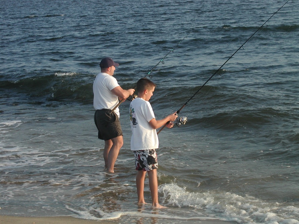 Surfishing at SH with father and son