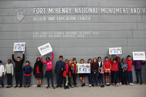 Berwyn Heights Elementary School 4th graders visit Fort McHenry on a Every Kid in a Park trip. 