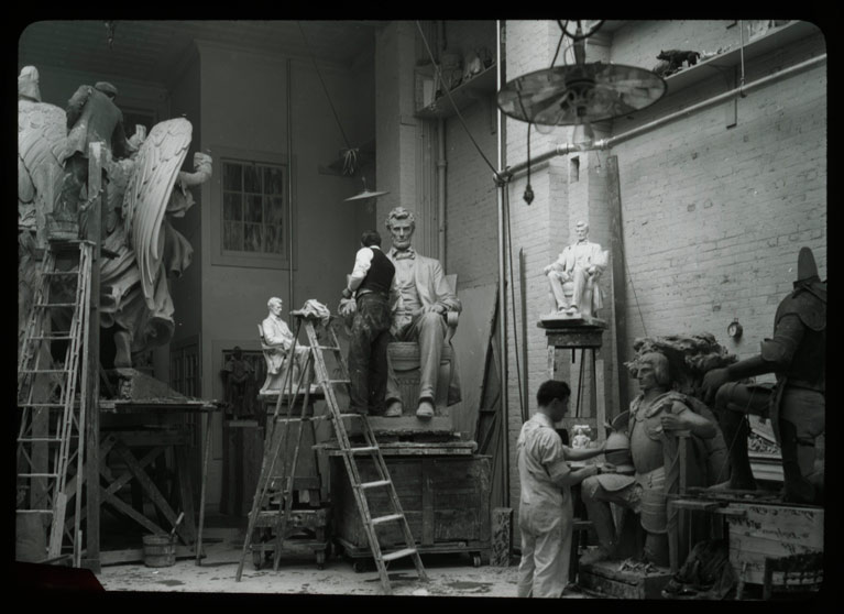 Adolph A. Weinman working on Lincoln Statue