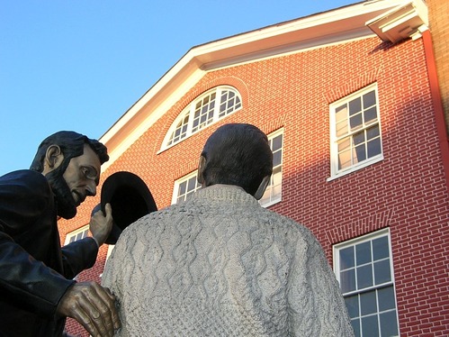 The Lincoln Statue outside of the David Wills House in Gettysburg.