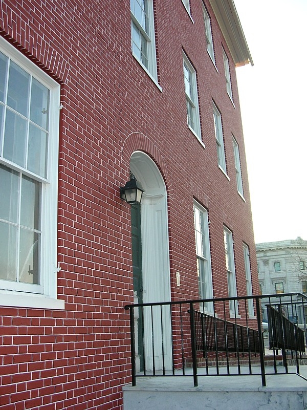 The front of the David Wills house in Gettysburg, nearing completion.