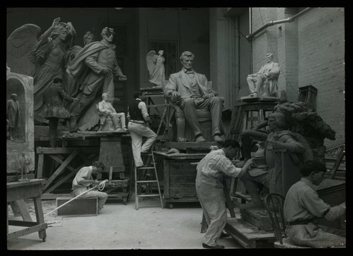 Adolph A. Weinman working on Lincoln Statue