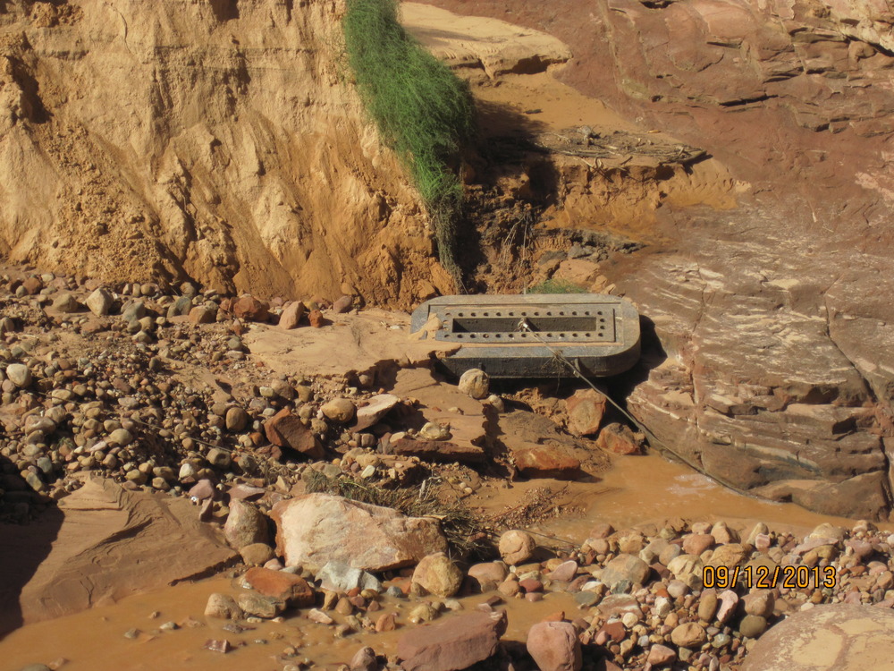 Damage to the trail at Rainbow Bridge from heavy rains.