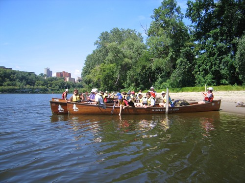 The big Voyageur canoes are both safe and responsive. For many of the participants, this is the first time in a canoe or on the Mississippi River.