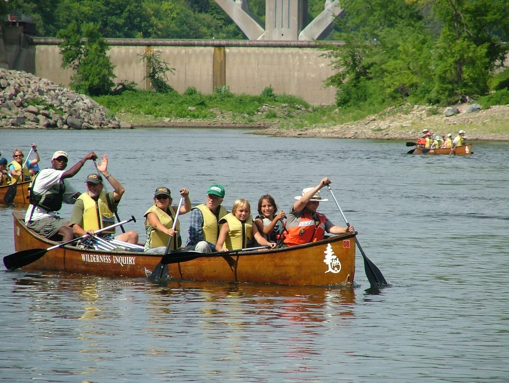 It's all smiles after locking through the Ford Dam.