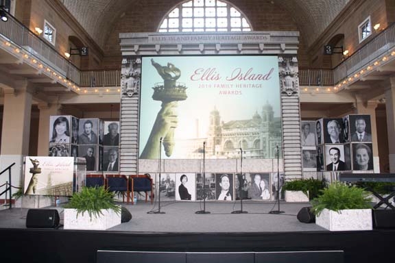 The stage for the 2010 Ellis Island Family Heritage Awards in the Great Hall at Ellis Island.
