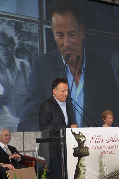 Bruce Springsteen offers his thoughts after receiving the Ellis Island Family Heritage Award for his contributions to the field of Entertainment.