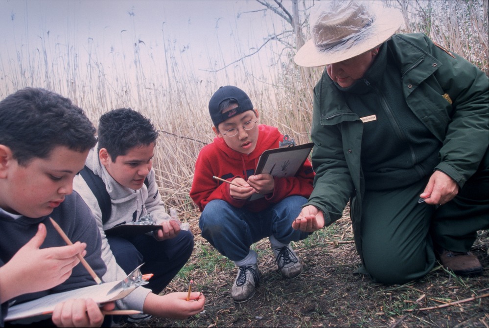 Camping program for students at the Jamaica Bay Unit, Gateway National Recreation Area.