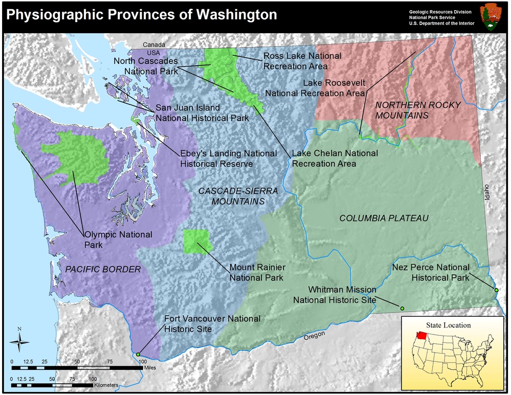 Physiographic provinces of Washington